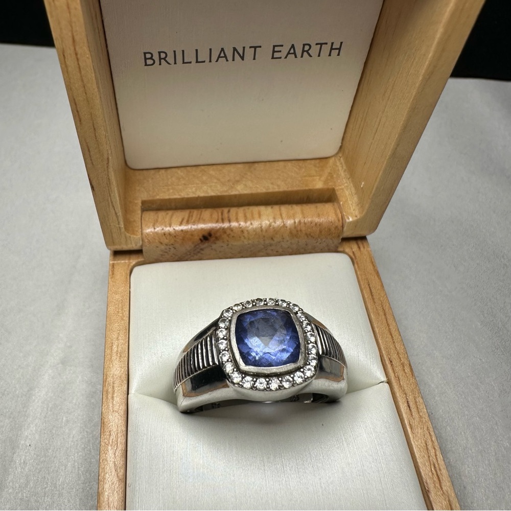 Silver and Blue Men's Gemstone Ring